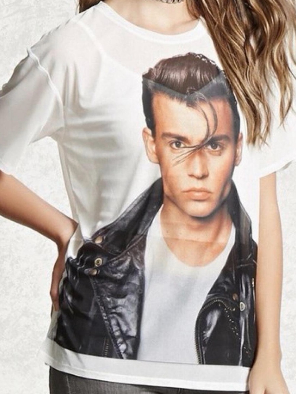 White Forever 21 Johnny Depp Cry Baby Women’s sheer T-Shirt